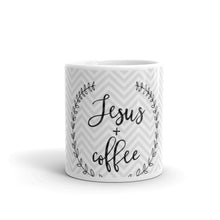 Load image into Gallery viewer, Jesus and Coffee White glossy mug
